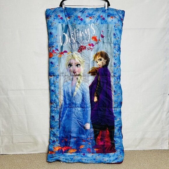 Disney Frozen Sleeping Bag Elsa Ana Outdoor Indoor Camping Kids 28x56 with Case - Picture 1 of 8